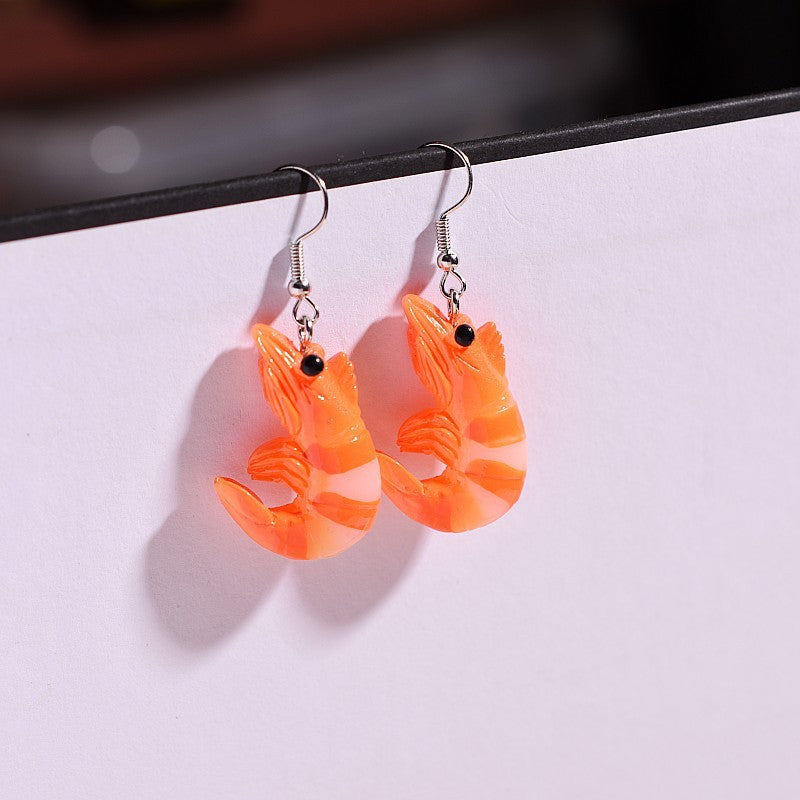 Resin Crayfish Earrings Funny Quirky Halloween Exaggerated Jewelry