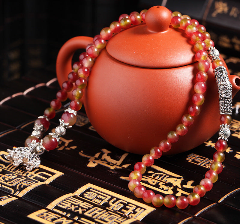 Natural Watermelon Crystal Bracelet Chinese Knot