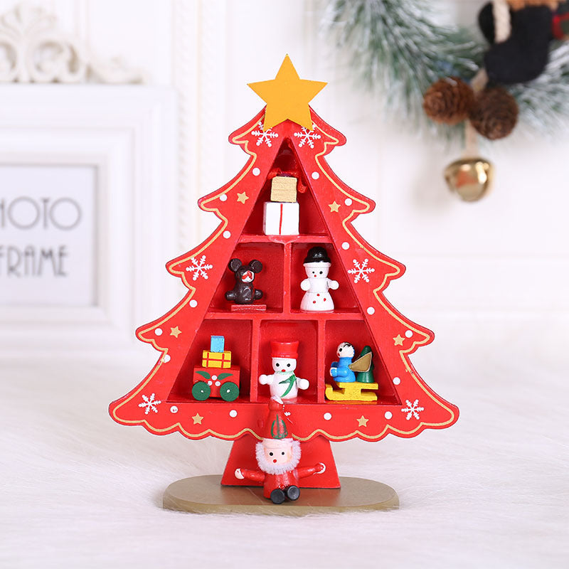Wooden Christmas Tree Creative Scene Layout Ornaments