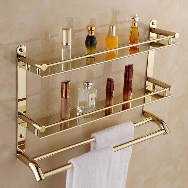 Stainless Steel Double Bathroom Towel Rack – Wall-Mounted Towel Holder