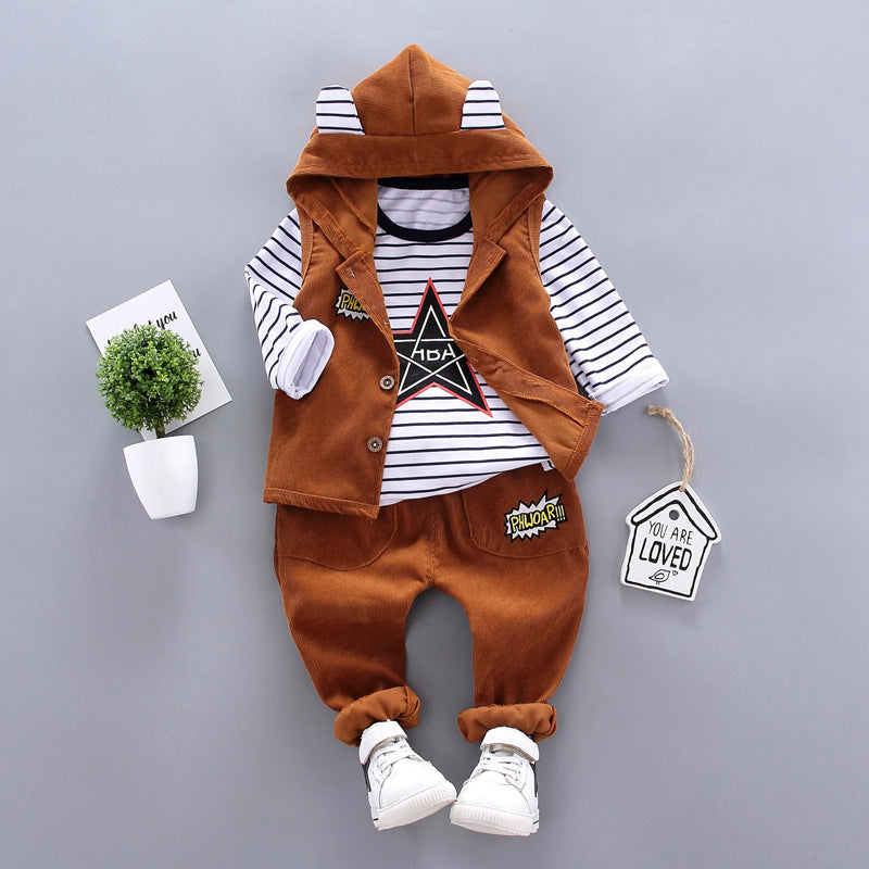 Boys Three Piece Suit Polyester Regular Fit For Autumn