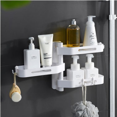 Rotating Wall-Mounted Storage Box – Punch-Free Plastic Organizer for Kitchen & Bathroom