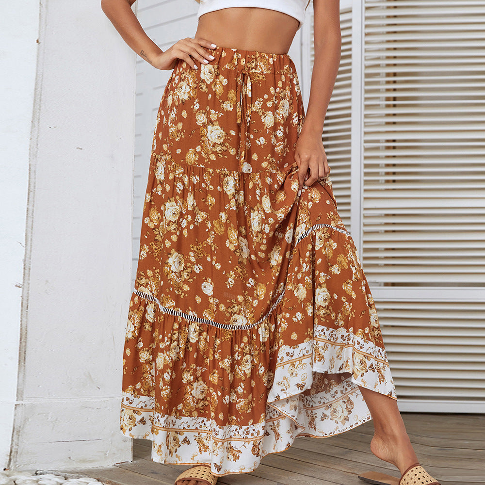 Lace-paneled Maxi Dress Rayon Positioned Floral Bohemian