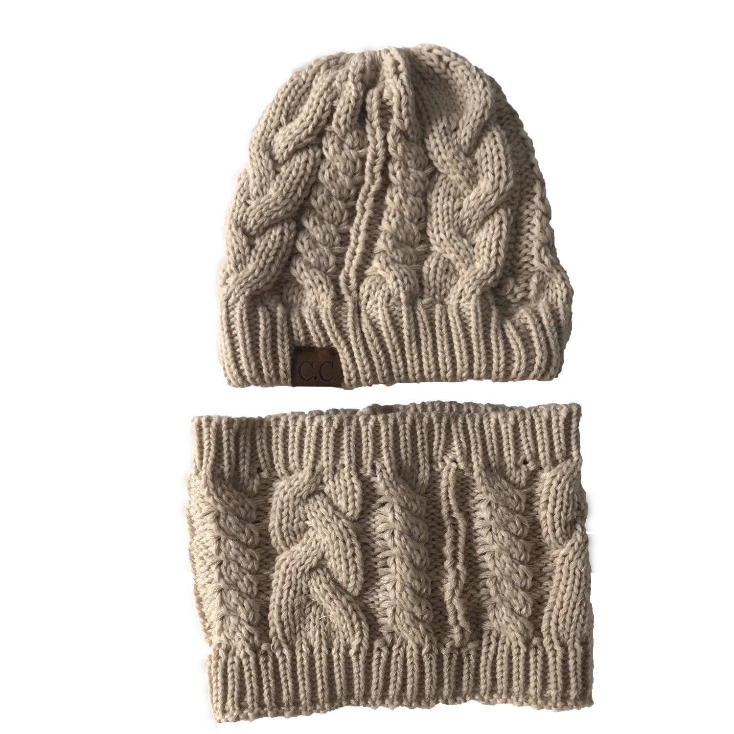 Warm Acrylic Knitted Women’s Autumn Winter Ponytail Hat and Ring Scarf Set