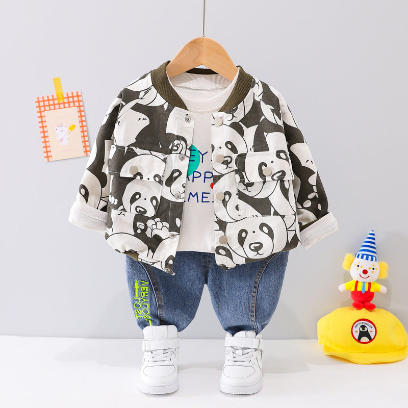 New Fashion Personality Boys Autumn Jacket Set