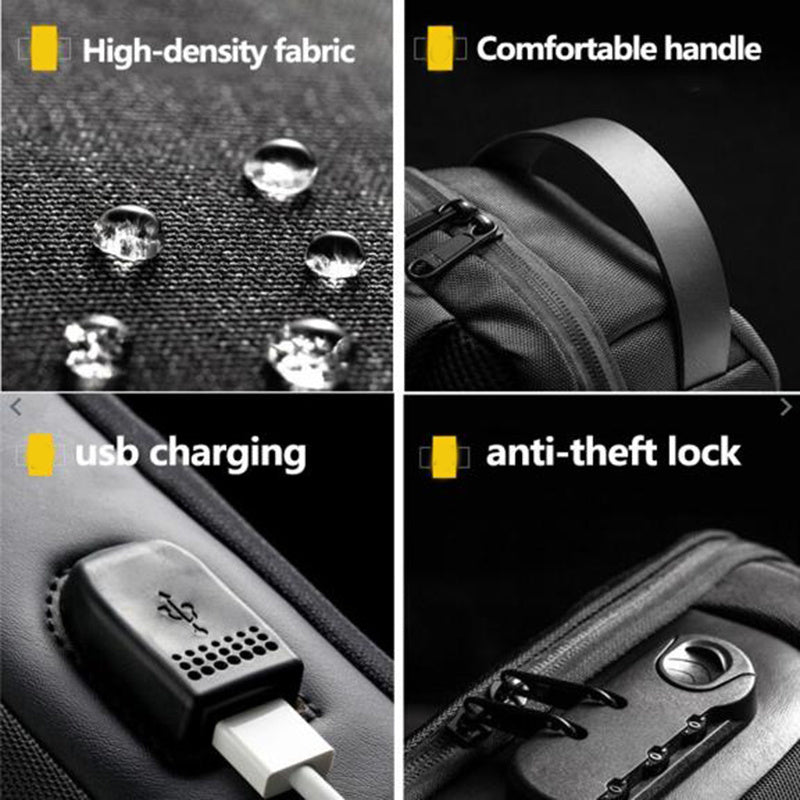 Waterproof USB Anti-Theft Oxford Crossbody Sling Bag for Men