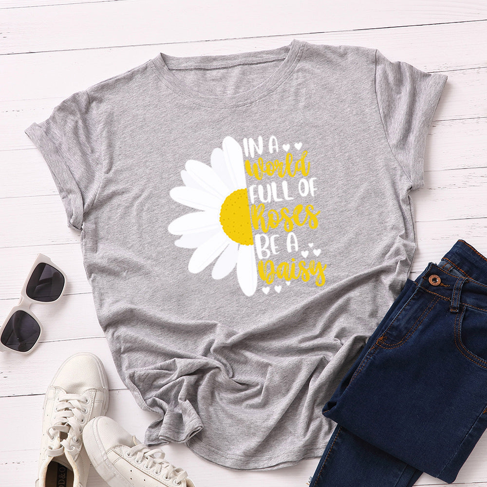 Women's Loose Round Neck Short Sleeve T-shirt Women Base