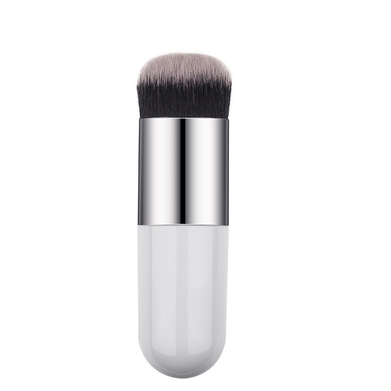 Loose Powder Brush – Nylon Bristle Foundation Brush with Large Rubber Handle, Soft Elastic Corrugated Silk Hair, Short Rod Design