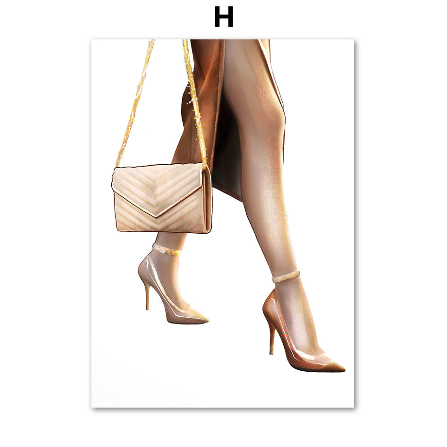 Fashion Wall Art – Schoolbag, High Heels & Lipstick Nordic Canvas Poster Decoration
