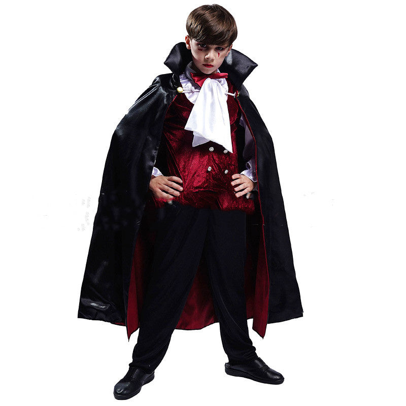 Kids Fantasy Costume Set – European and American Style Halloween Outfit with Cape, Shirt, Pants, and Vest