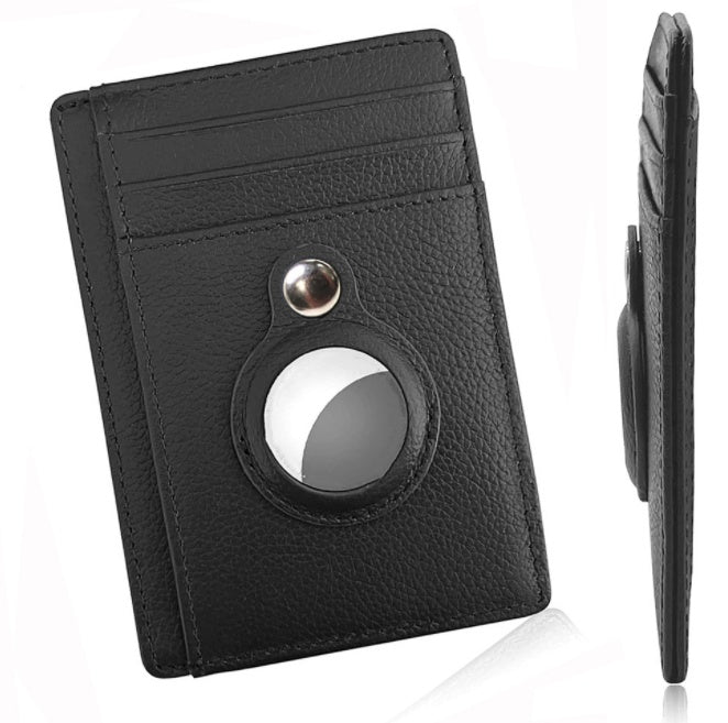 Men's Slim Leather AirTag Wallet – Anti-Theft RFID Multi-Functional Card Holder