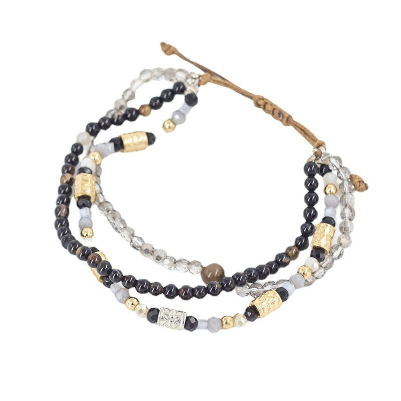 Multi-layer Winding Natural Stone Beaded Alloy Bracelet