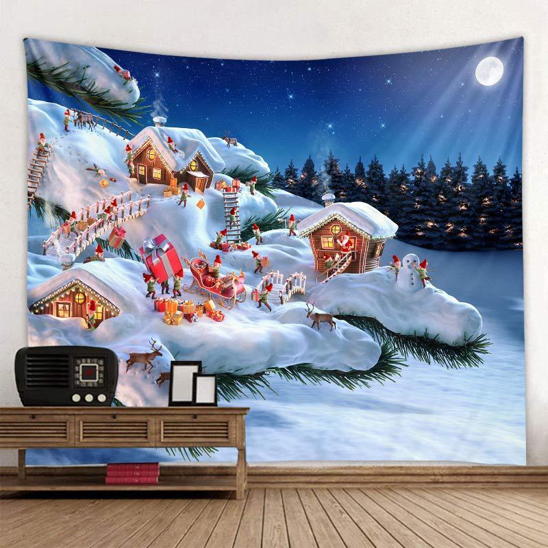 Christmas Tapestry Wall Cloth Fireplace Background Decoration