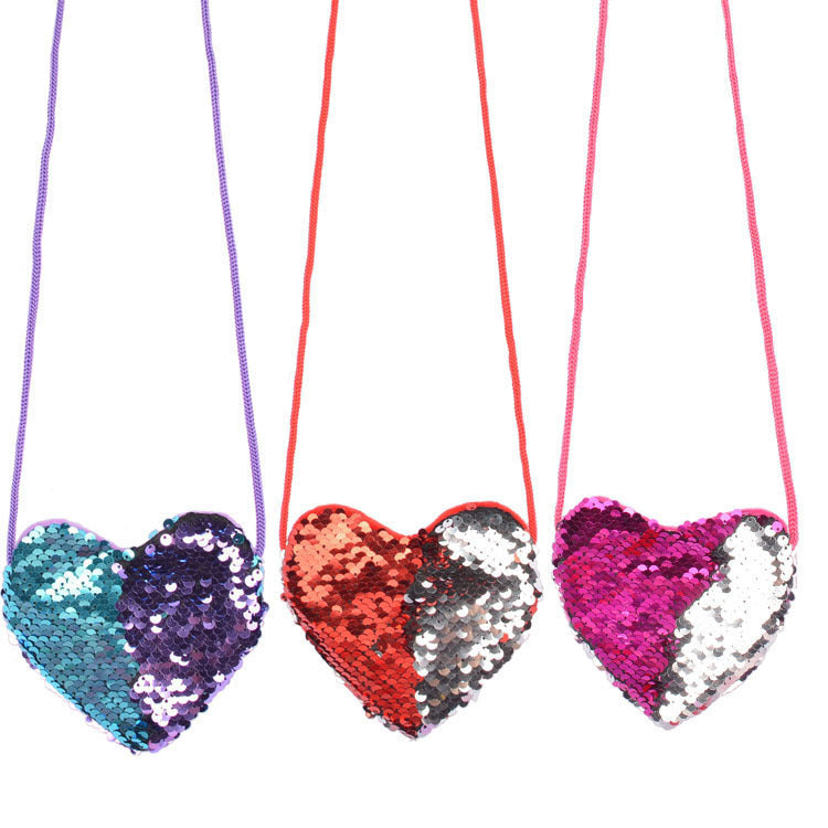 Sequined Love Lanyard Bag – Cute Children’s Coin Purse