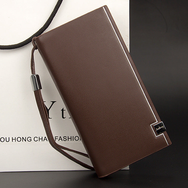 Men's PU Leather Slim Long Wallet Crossbody Bag Black