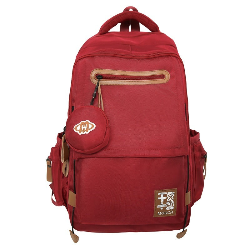Unisex Nylon School Backpack Solid Color Large Capacity