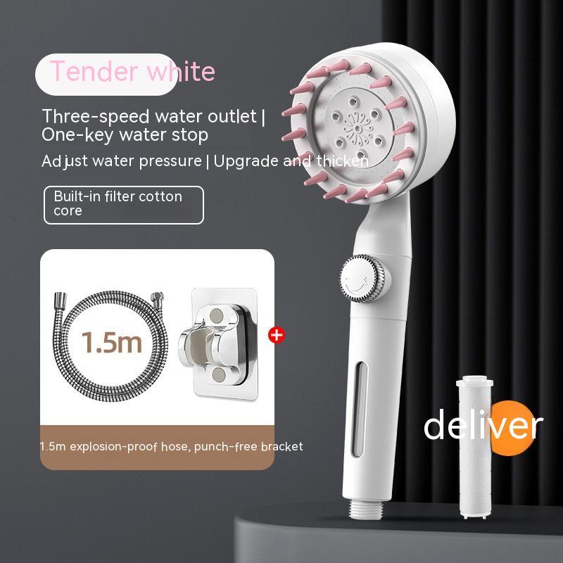 Skin Beautifying Handheld Shower with Filter Booster – Red Spray Nozzle