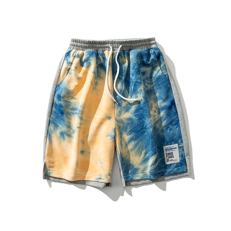 Men's Tie-Dye Drawstring Relaxed Fit Cotton Shorts Summer
