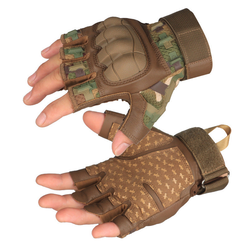 Camouflage Half Finger Nylon Gloves – Non-Slip Summer Sports Wear