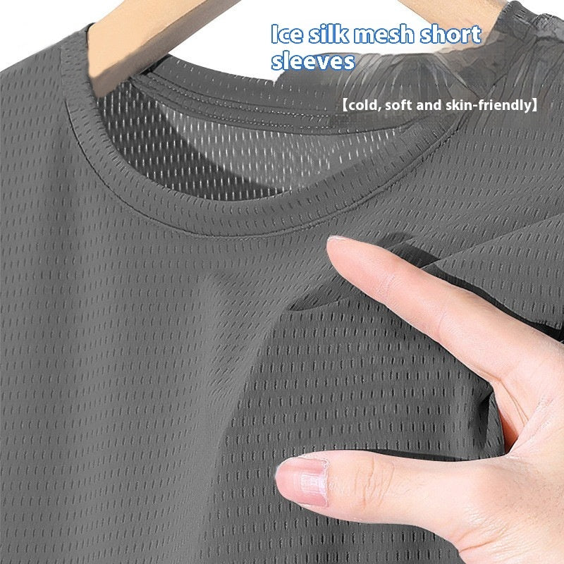 Ice Silk Mesh Short Sleeve Sports Casual