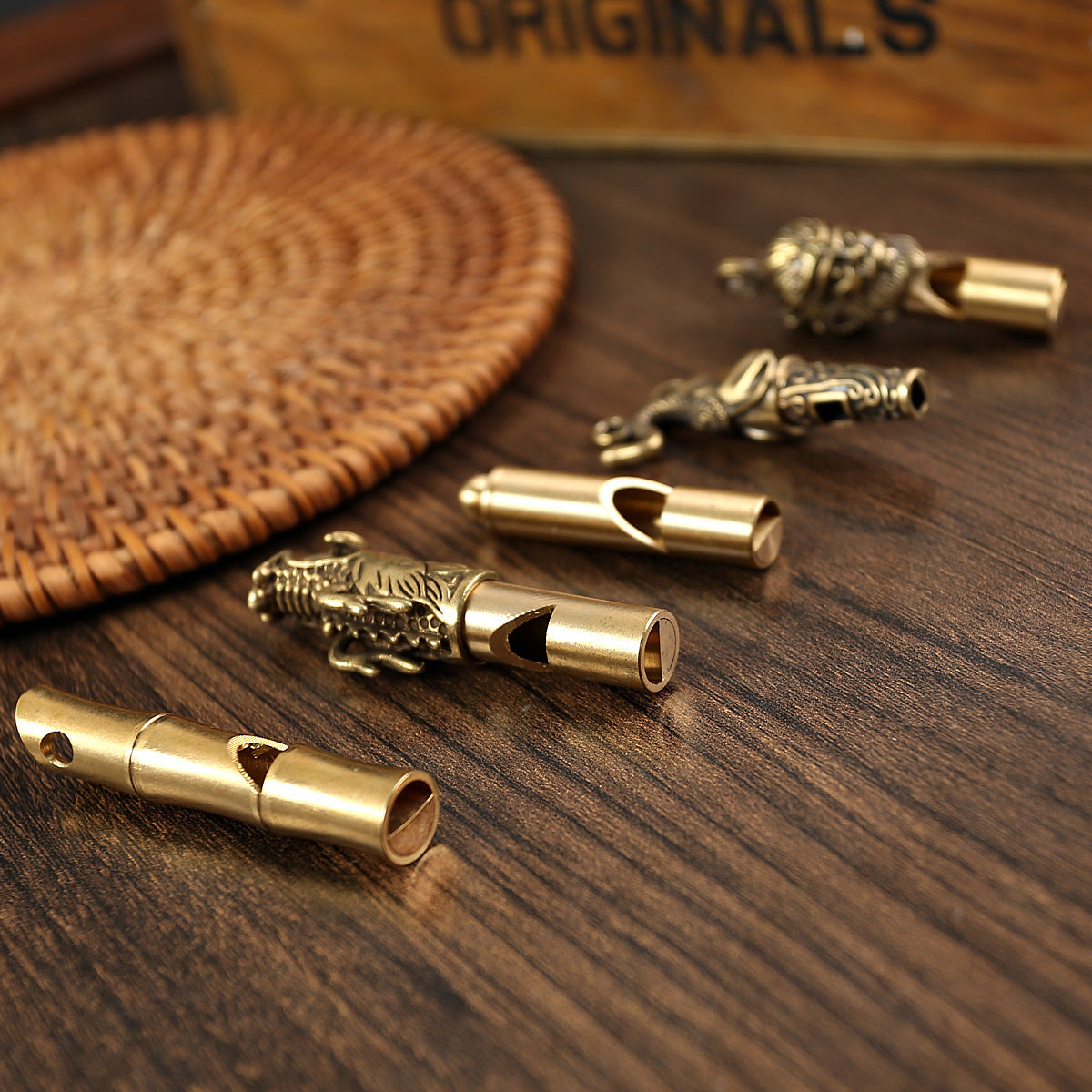 Outdoor Metal Brass Whistle Keychain Pendant