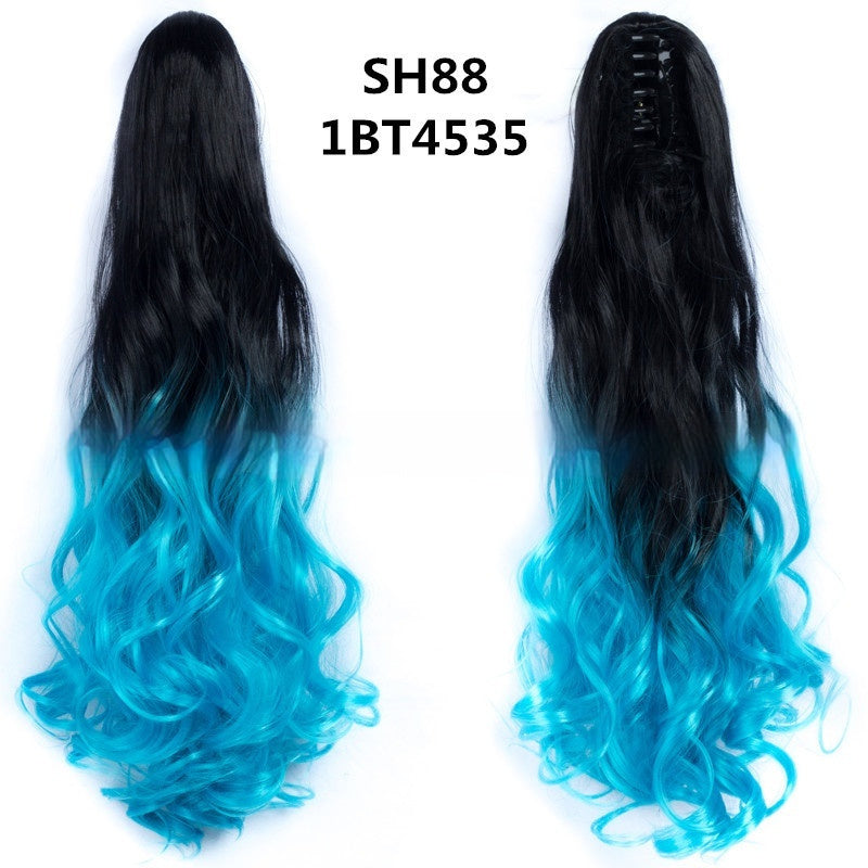 Colorful Long Curly Clip-On Ponytail Wig – Vibrant & Heat-Resistant