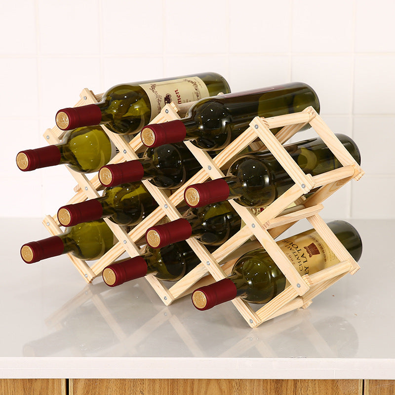 Folding Solid Wood Wine Rack – Decorative Portable Bottle Holder