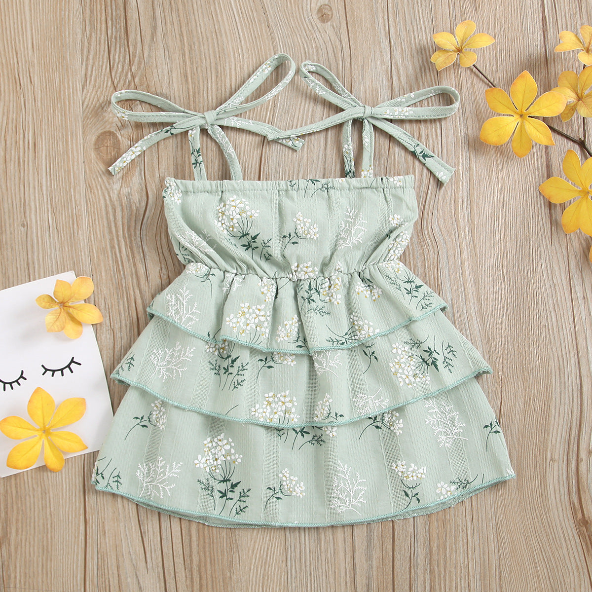 Girl's Cotton Dress With Flower Strap Cake