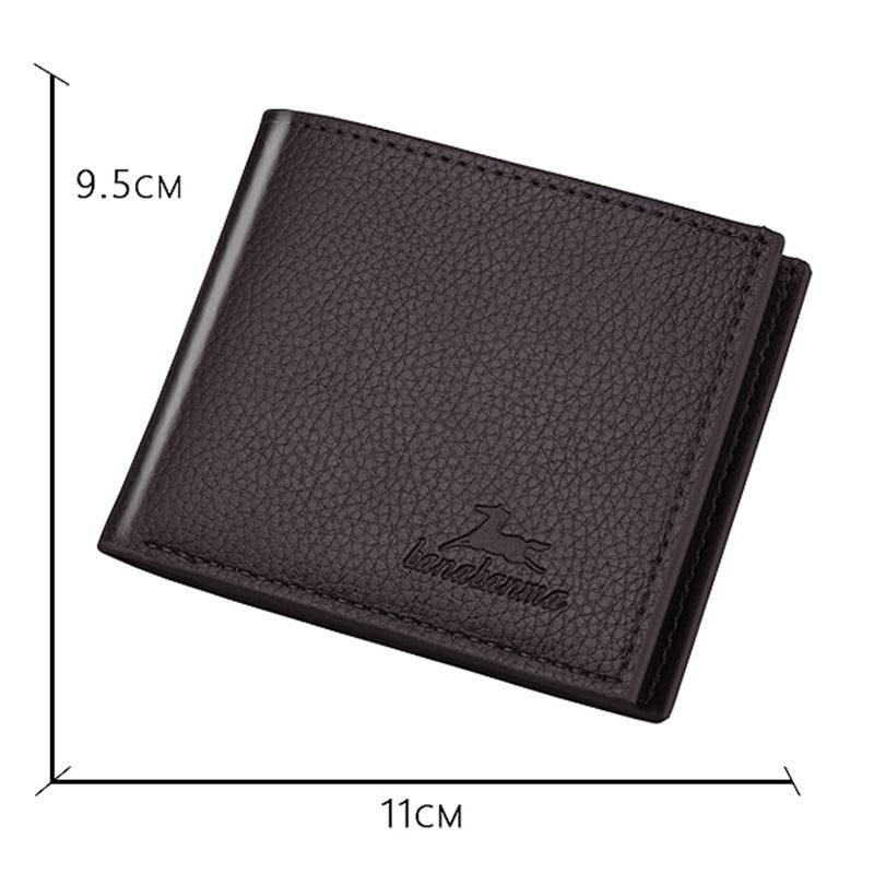 Men's BiFold PU Leather Wallet Slim Litchi Pattern Pro