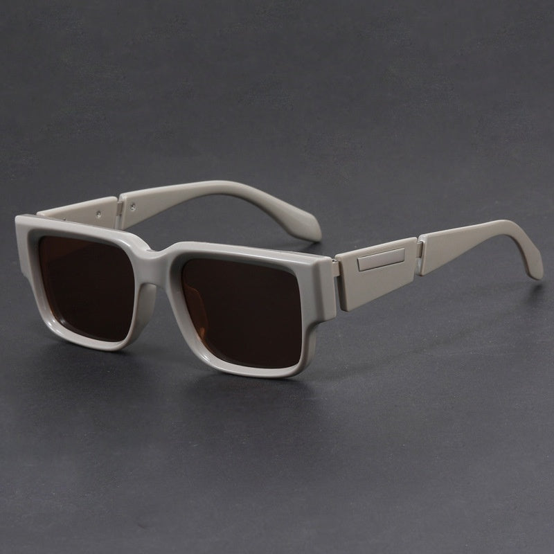 Gray Blue Square Thick Frame UV-Proof Retro Sunglasses