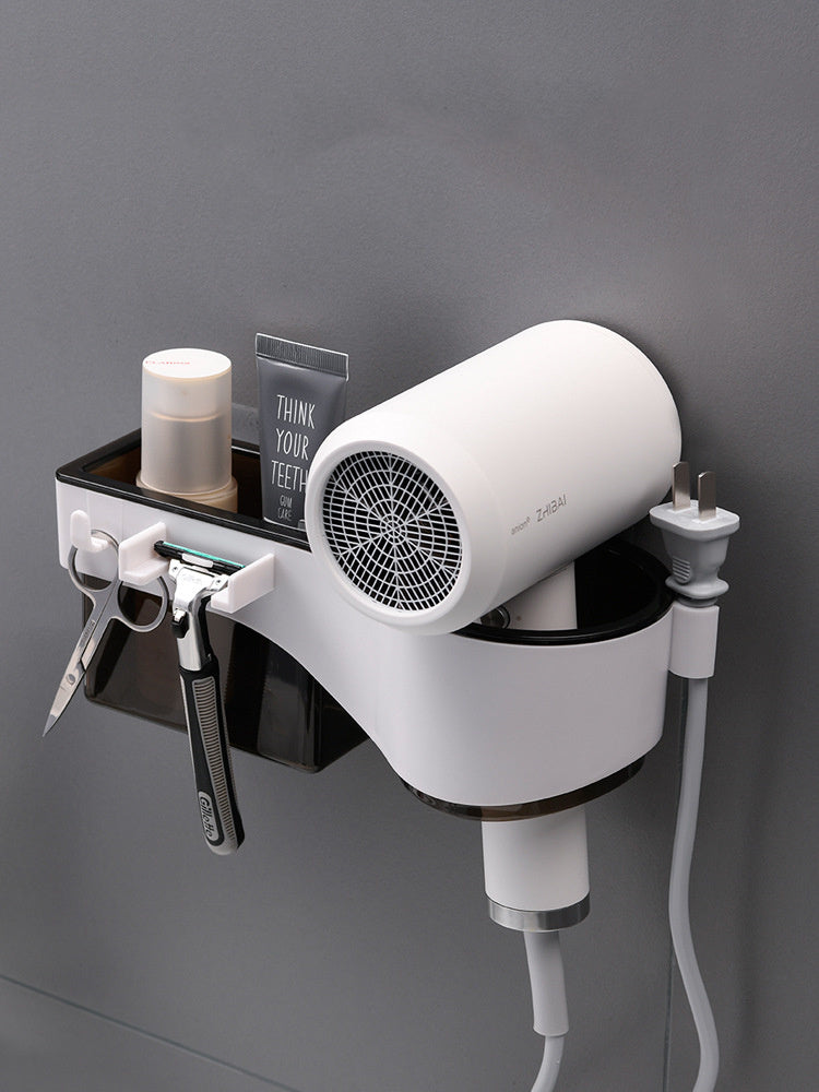 Bathroom Wall-Mounted Rack – Shelf with Towel Bar & Hooks
