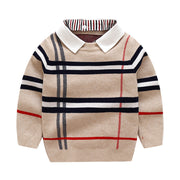 Kids Plaid Jacquard Wool Knit Pullover Regular Fit Warm