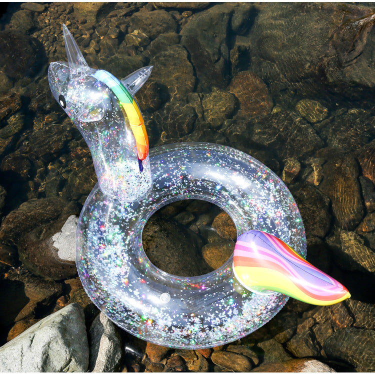 Inflatable Toy Thick Transparent Sequin Swimming Ring