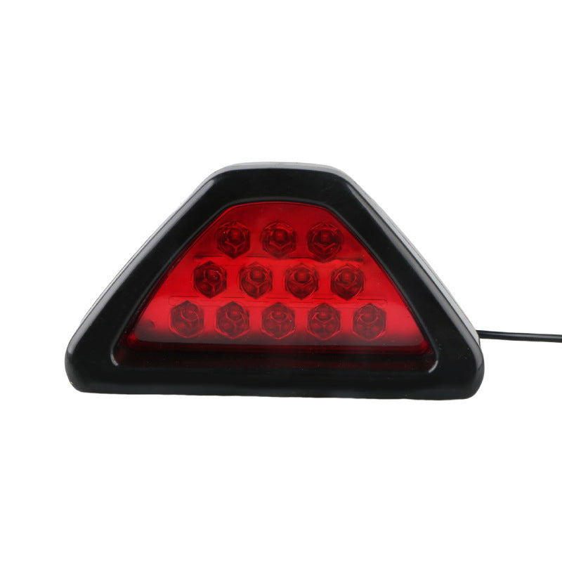 Car Motorcycle Universal LED Rear Fog Light Triangle Brake Warning Light Heelpiece Pilot Light
