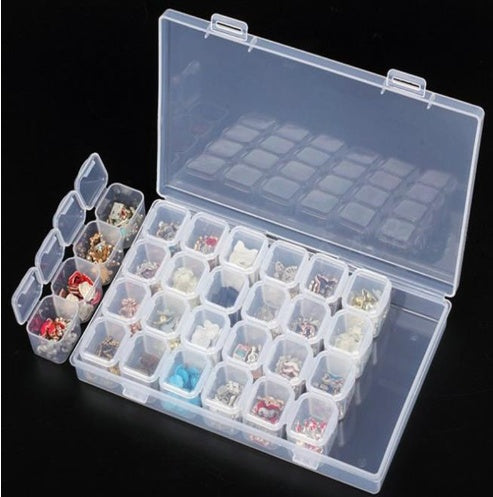 Urijk 28-Grid Storage Box – Diamond Painting Organizer, Bead & Medicine Container
