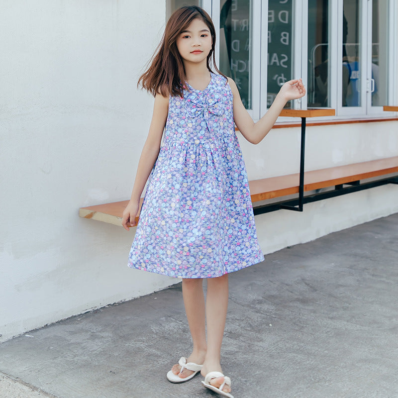 Girls' Fashionable Simple Cotton Print Skirt