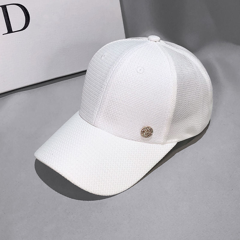 Women's Breathable Mesh Sunshade Rhinestone Letter Peaked Hat