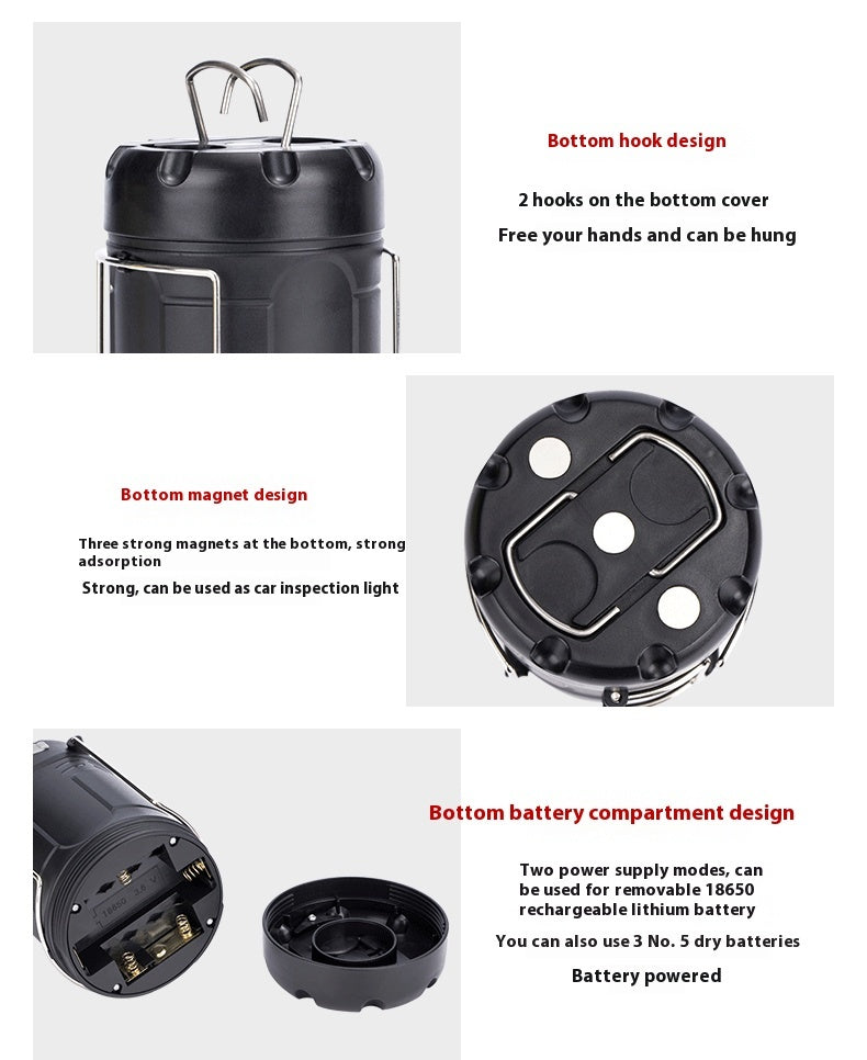 Outdoor Dual Power Supply Camping Lamp Tent Light