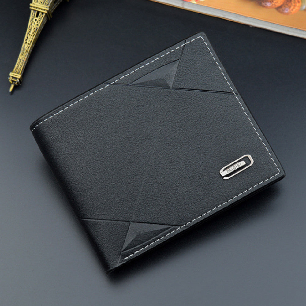 Mens Slim PU Leather Wallet Short Card Case Business
