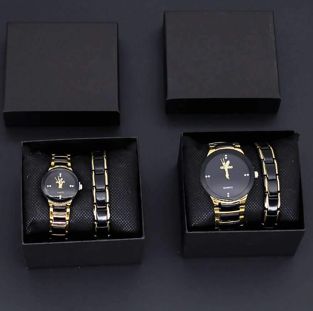 Unisex Fashion Quartz Couple Watch With Steel Band