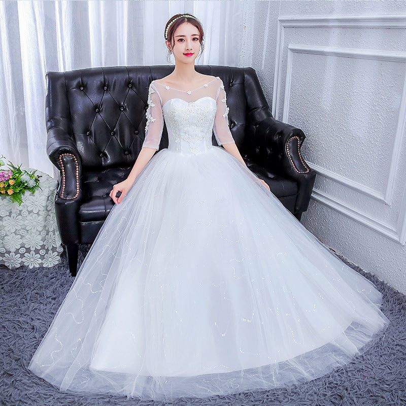 Elegant Lace Polyester-Cotton New Bride Wedding Dress