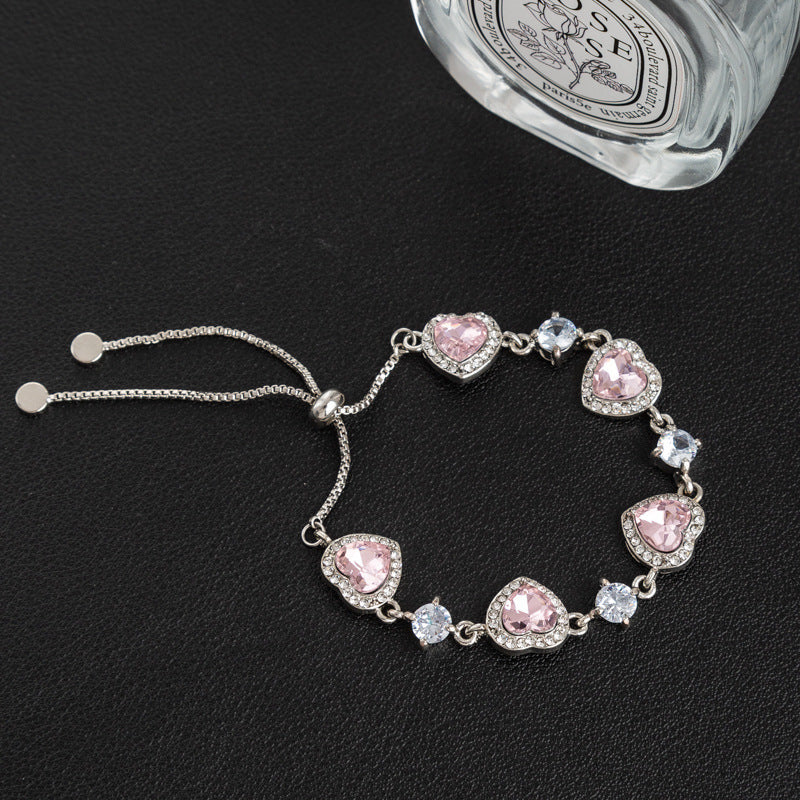 Loving Heart Zircon Pull-out Bracelet Light Luxury Minority Design