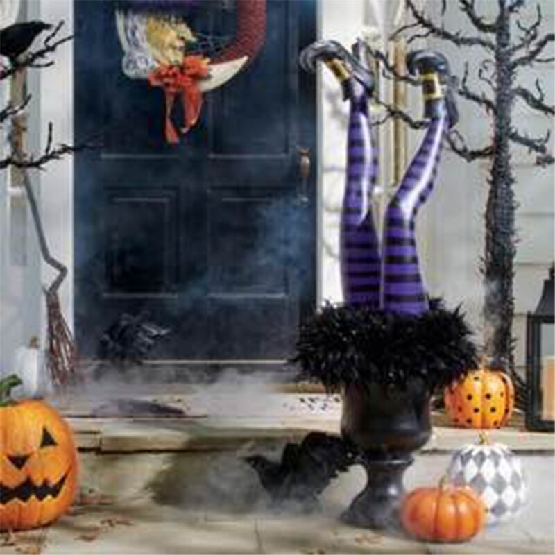 Halloween Evil Witch Leg Decoration – Spooky Thigh Prop for Haunted House and Outdoor Decor