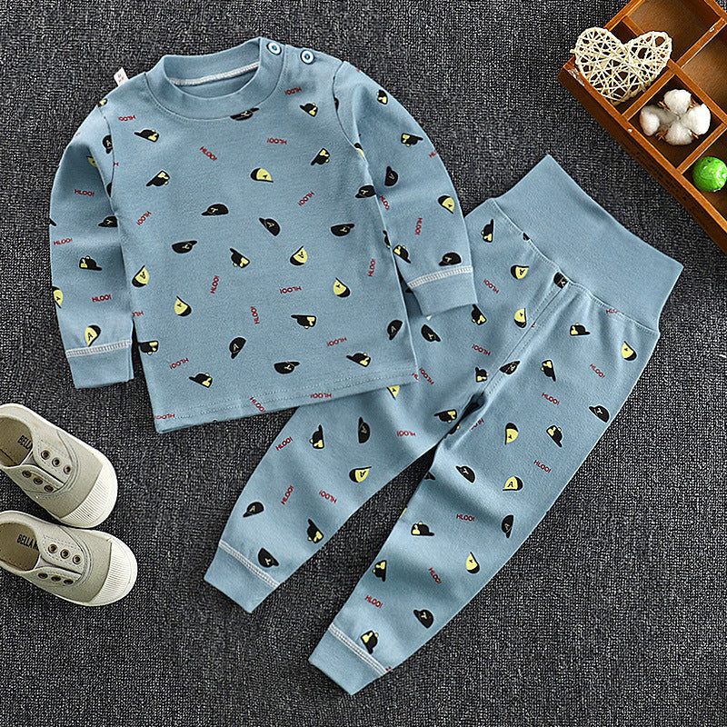 Kids High Waist Cotton Blend Pants Set Regular Fit Unisex