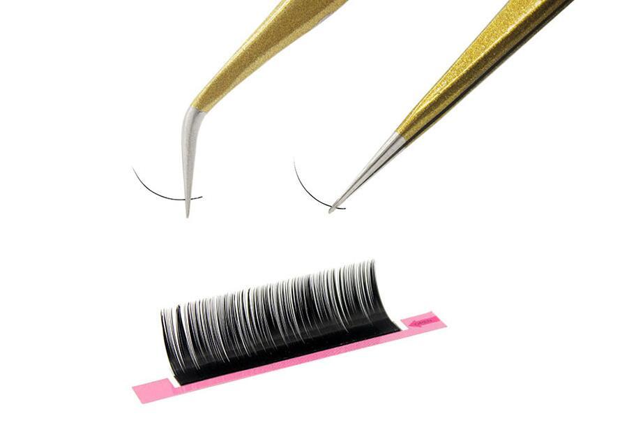 Gold Eyelash Tweezers – Stainless Steel Curved & Straight Extensions Tool