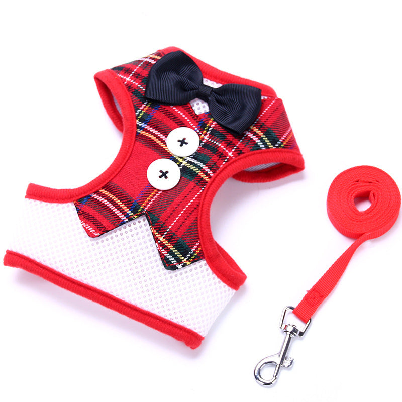 Small Dog Vest-Style Bow Evening Dress Harness