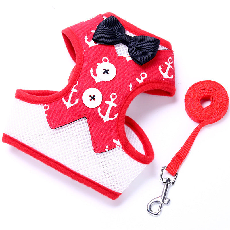 Small Dog Vest-Style Bow Evening Dress Harness