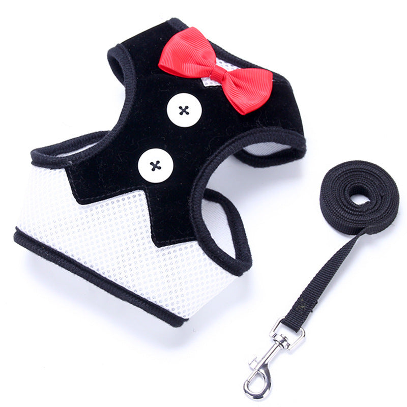 Small Dog Vest-Style Bow Evening Dress Harness