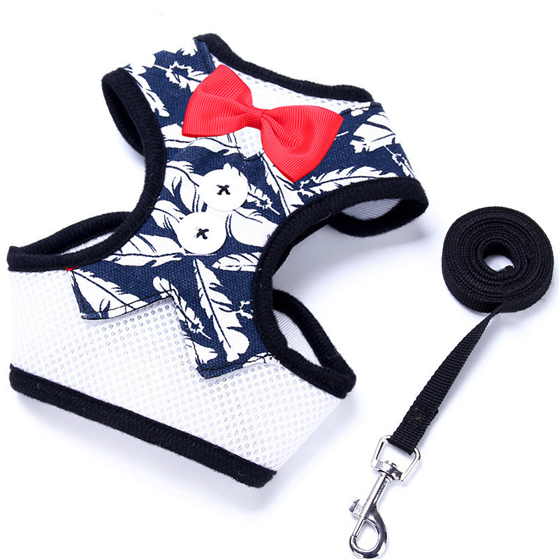 Small Dog Vest-Style Bow Evening Dress Harness