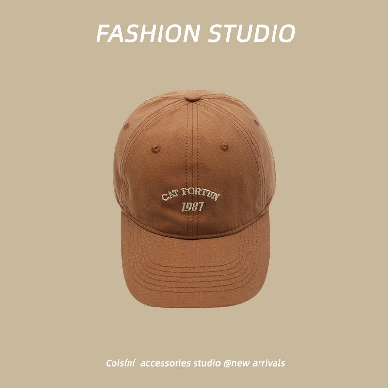 Washed Distressed Letters Embroidery Peaked Cap
